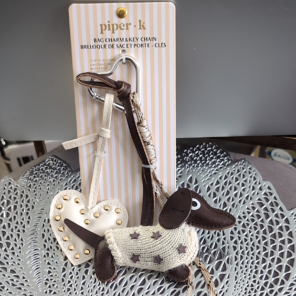 Piper Brown and White Dog Bag Charm